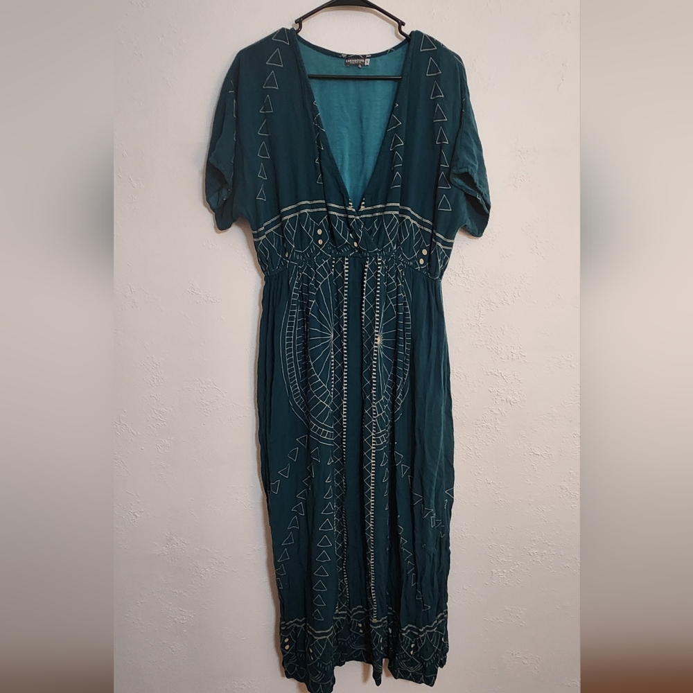 Earthbound Teal Wrap Dress